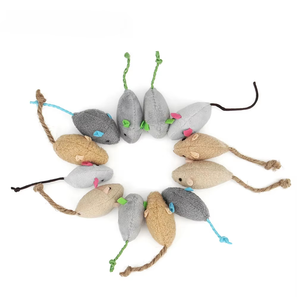 Catnip Interactive Plush Mouse - 5 Stück Rassel-Katzenmaus-Spielzeuge mit Vorab Eingefüllter