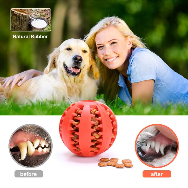 Dog Puzzle Feeder Toy - Interaktiver Silikon-Gummiball, lustiges Kauspielzeug für Hunde