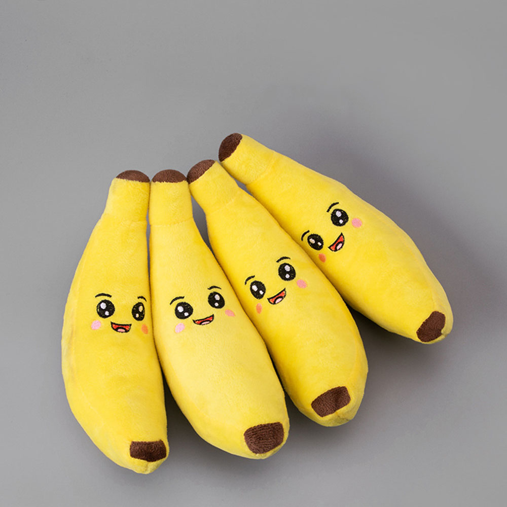 Interactive Squeaky Plush Dog Toy - Quietschendes Bananen-Plüsch-Hundespielzeug, langlebiges, kaubares, interaktives Haustierspielzeug