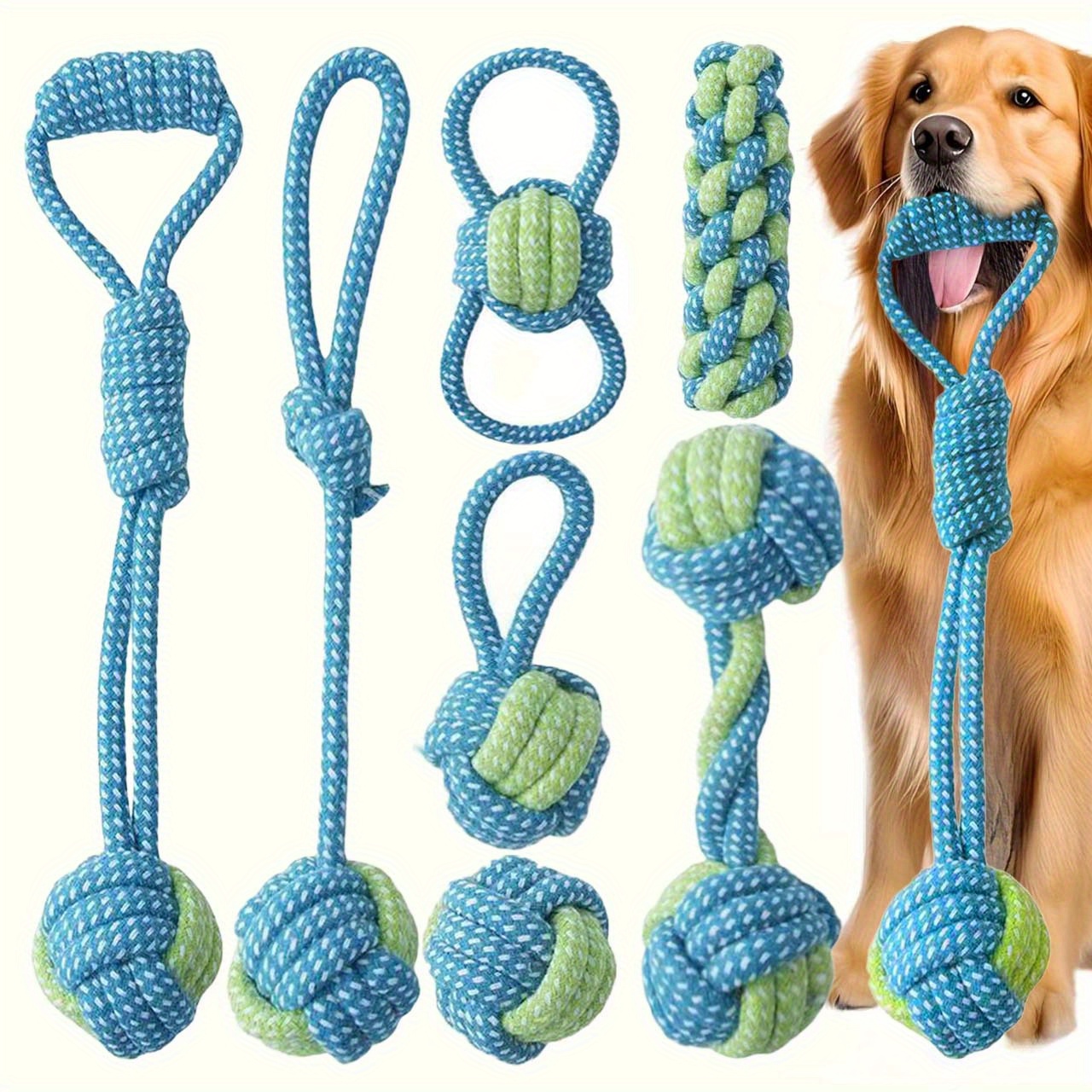 7-teiliges interaktives Knoten – Dog Rope Toy Aggressive Chewers Bewertung und Preis